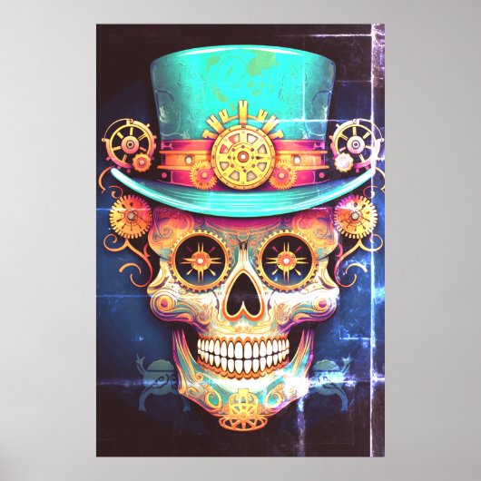 Sugar Skull Images Cool Guy in a Cool Hat on Wall ポスター (正面)