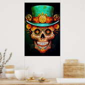 Sugar Skull Images Cool Guy in a Cool Hat on Wall ポスター (キッチン)