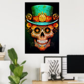 Sugar Skull Images Cool Guy in a Cool Hat on Wall ポスター (ホームオフィス)