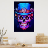 Sugar Skull Images Cool Guy in a Top Hat on a Wall ポスター (キッチン)