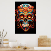 Sugar Skull Images Dark Blue Smiling Guy on a Wall ポスター (キッチン)