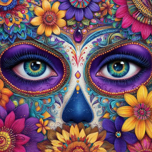 Sugar Skull Lady Face Day Of The Dead Ceramic Tile タイル