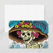 Sugar Skull Lady in Floral Sun Hat Pop Art Graphic サンキューカード (正面/裏面)