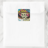 Sugar Skull Lady in Floral Sun Hat Pop Art Graphic スクエアシール (バッグ)