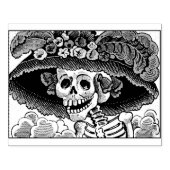 Sugar Skull Lady in Floral Sun Hat Pop Art Graphic ラバースタンプ (インプリント)