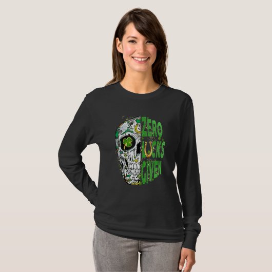 Sugar Skull Leprechaun Hat St Patricks Day of Dead Tシャツ (正面フル)