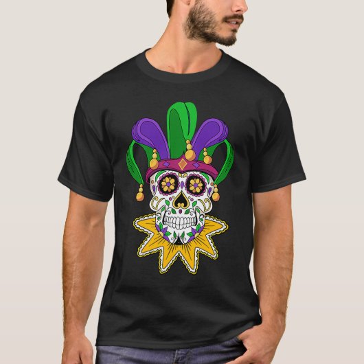 Sugar Skull Mardi Gras Carnival New Orleans Men Pa Tシャツ (正面)
