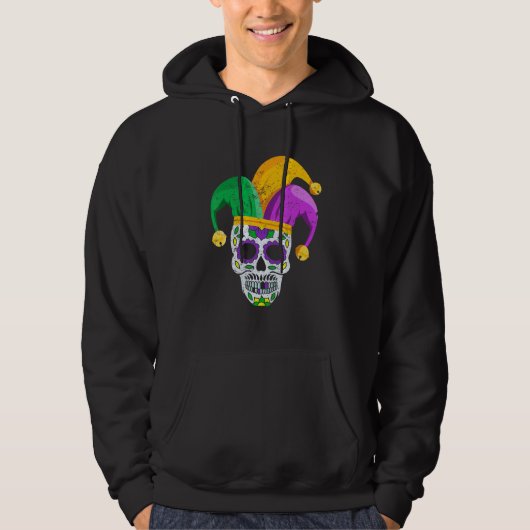 Sugar Skull Mardi Gras Party Apparel  Men Women Ki パーカ (正面)