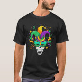 Sugar Skull Mask Jester Hat Mardi Gras Carnival Ne Tシャツ (正面)