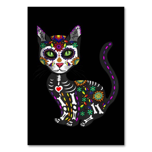 Sugar Skull Mexican Cat Halloween Day Of The Dead テーブルナンバー (正面)