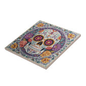 Sugar Skull Mosaic Day Of The Dead Ceramic Tile タイル (側面)
