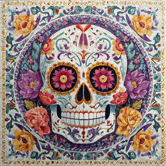 Sugar Skull Mosaic Day Of The Dead Ceramic Tile タイル