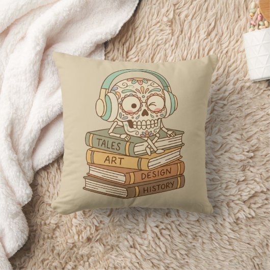 Sugar Skull Passionate About Reading クッション (ブランケット)