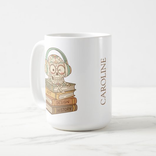 Sugar Skull Passionate About Reading コーヒーマグカップ (正面左)