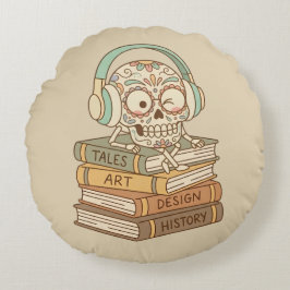 Sugar Skull Passionate About Reading ラウンドクッション