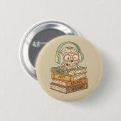 Sugar Skull Passionate About Reading 缶バッジ (正面&裏面)