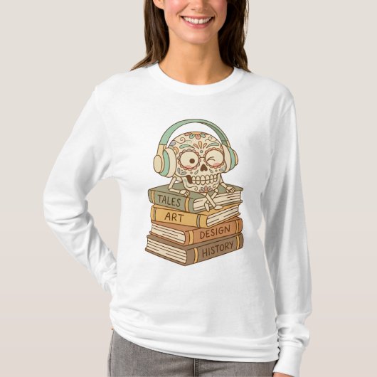 Sugar Skull Passionate About Reading Tシャツ (正面)
