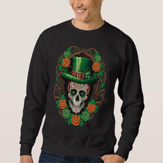 Sugar Skull Saint Patricks Day of Dead スウェットシャツ (正面)