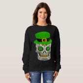 Sugar Skull Saint Patricks Day Of Dead Lucky Hallo スウェットシャツ (正面フル)