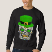 Sugar Skull Saint Patricks Day Of Dead Lucky Hallo スウェットシャツ (正面)