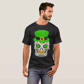 Sugar Skull Saint Patricks Day Of Dead Lucky Hallo Tシャツ (正面フル)