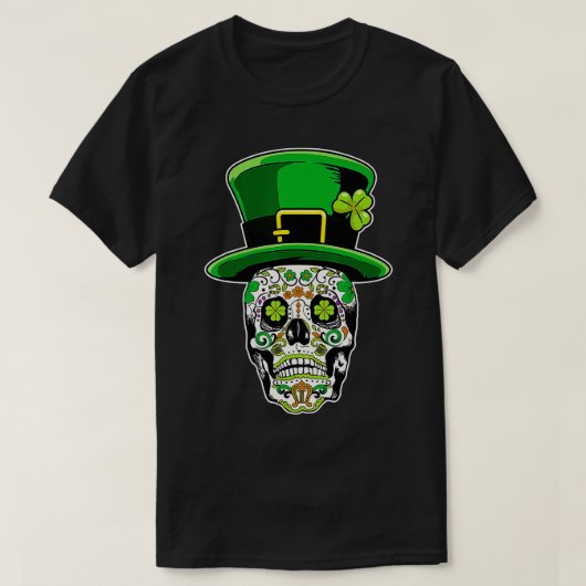 Sugar Skull Saint Patricks Day of Dead Tシャツ (デザイン正面)