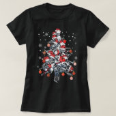 Sugar Skull Santa Hat Christmas Tree Funny Xmas Tシャツ (デザイン正面)
