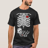 Sugar Skull Skeleton Halloween Pregnancy Annouceme Tシャツ (正面)