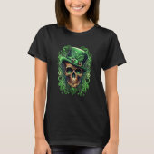 Sugar Skull St Patricks Day Irish Skull Leprechaun Tシャツ (正面)