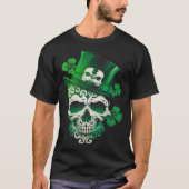 Sugar Skull St Patricks Day Irish Skull Leprechaun Tシャツ (正面)
