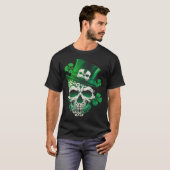 Sugar Skull St Patricks Day Irish Skull Leprechaun Tシャツ (正面フル)