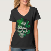 Sugar Skull St Patricks Day Irish Skull Leprechaun Tシャツ (正面)