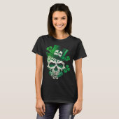 Sugar Skull St Patricks Day Irish Skull Leprechaun Tシャツ (正面フル)