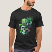 Sugar Skull St Patricks Day Irish Skull Leprechaun Tシャツ (正面)