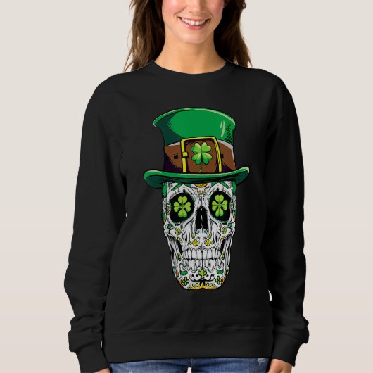 Sugar Skull St Patricks Day Of The Dead Women Men スウェットシャツ (正面)