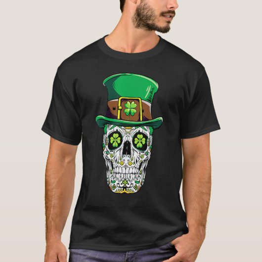 Sugar Skull St Patricks Day Of The Dead Women Men Tシャツ (正面)