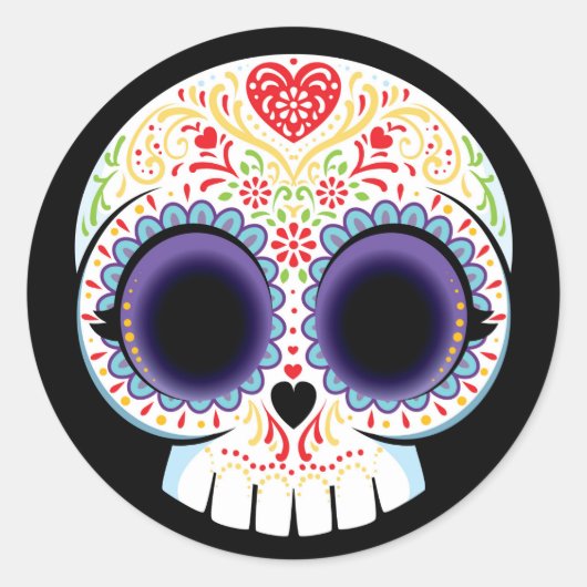 Sugar Skull Sticker ラウンドシール (正面)