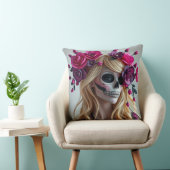 Sugar skull throw pillow クッション (椅子)