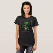 Sugar Skull with Leprechaun Hat St Patricks Day Tシャツ (正面フル)