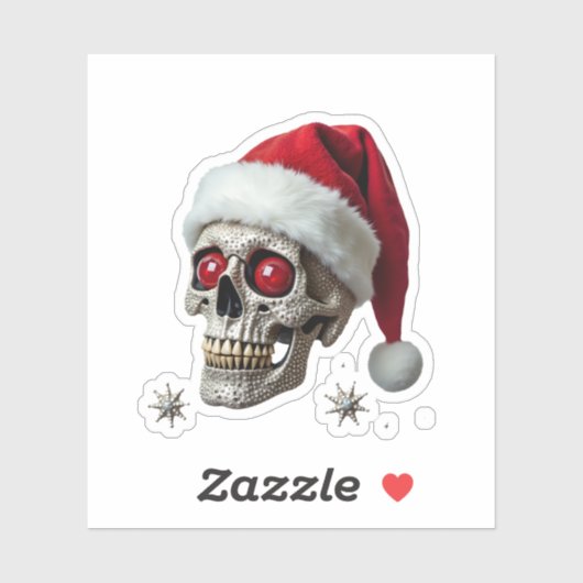 Sugar Skull with Santa Hat Tee Christmas Pajama Xm シール (シート)