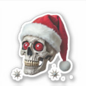 Sugar Skull with Santa Hat Tee Christmas Pajama Xm シール (正面)