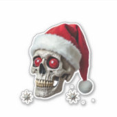 Sugar Skull with Santa Hat Tee Christmas Pajama Xm シール (正面)
