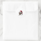 Sugar Skull with Santa Hat Tee Christmas Pajama Xm ラウンドシール (バッグ)
