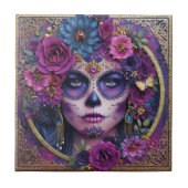 Sugar Skull Woman Day Of The Dead Ceramic Tile タイル (正面)