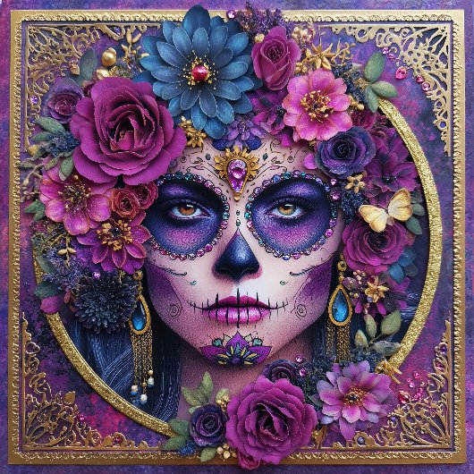 Sugar Skull Woman Day Of The Dead Ceramic Tile タイル