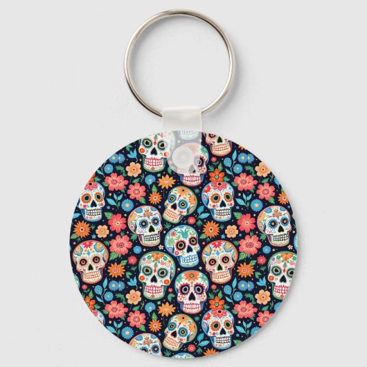 Sugar Skulls and Flowers キーホルダー (正面)