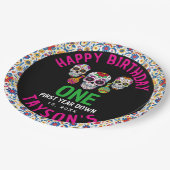 Sugar Skulls Day 1st Birthday Party Colorful Día ペーパープレート (アングル)