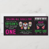 Sugar Skulls Day 1st Birthday Party Colorful Día 招待状 (正面)