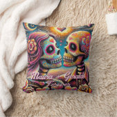Sugar Skulls in Love Chalk Pastel Personalized クッション (ブランケット)