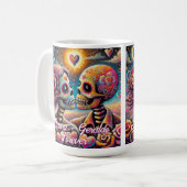 Sugar Skulls in Love Chalk Pastel Personalized コーヒーマグカップ (正面左)